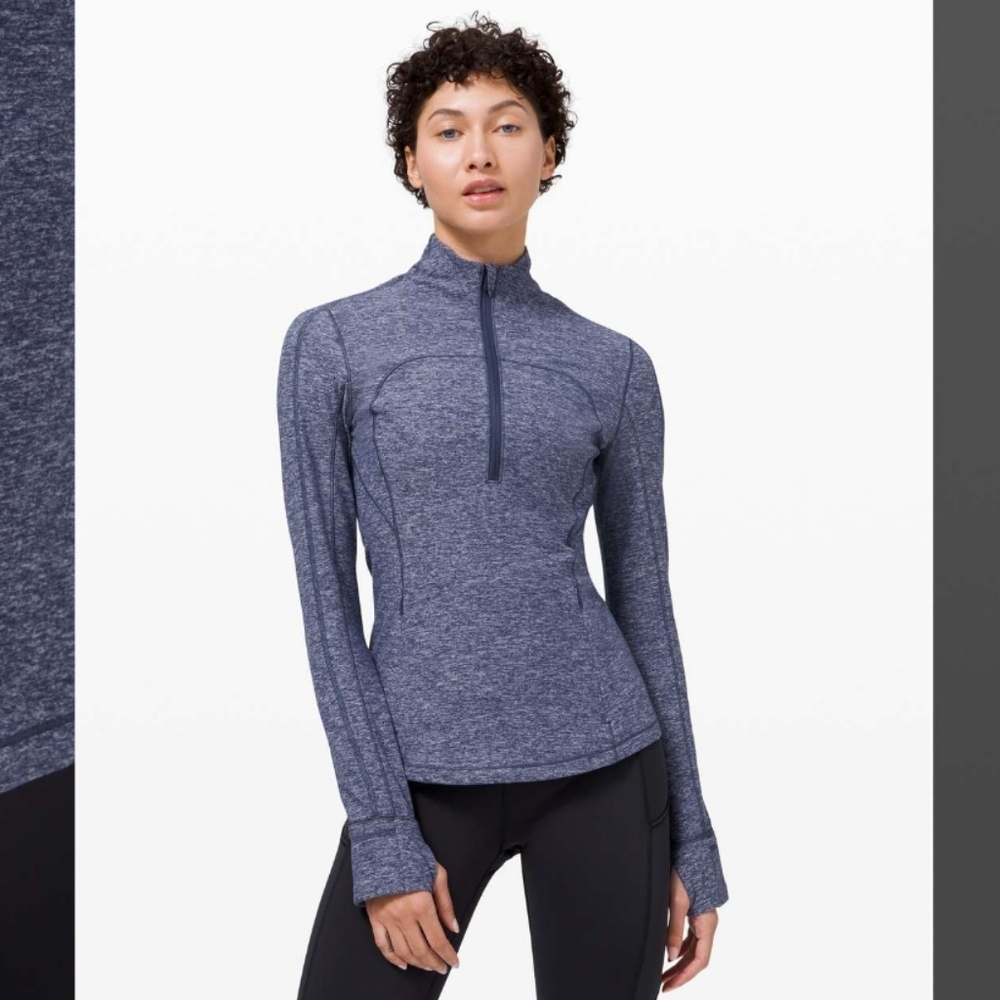 NWOT Lululemon Run Briskly 1/2 Zip, 2 Heathered Cadet Blue